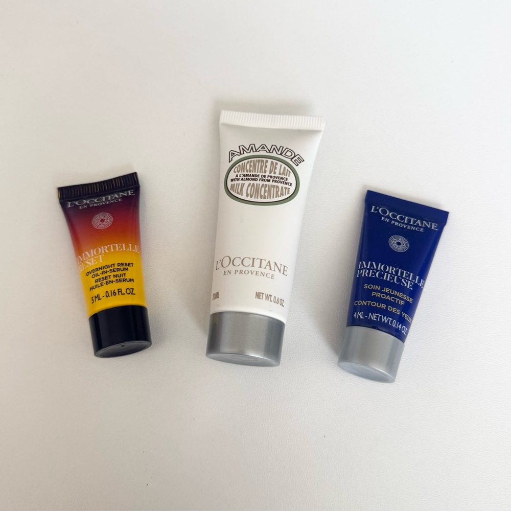 L'Occitane Almond Milk Concentrate Cream Immortelle Precious Eye Balm Serum